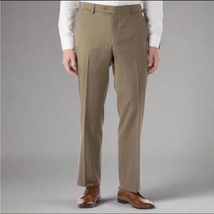 NEW 6 East 36 Loro Piana Tan 100% Extrafine Merino Wool Flat Front Dress Pants